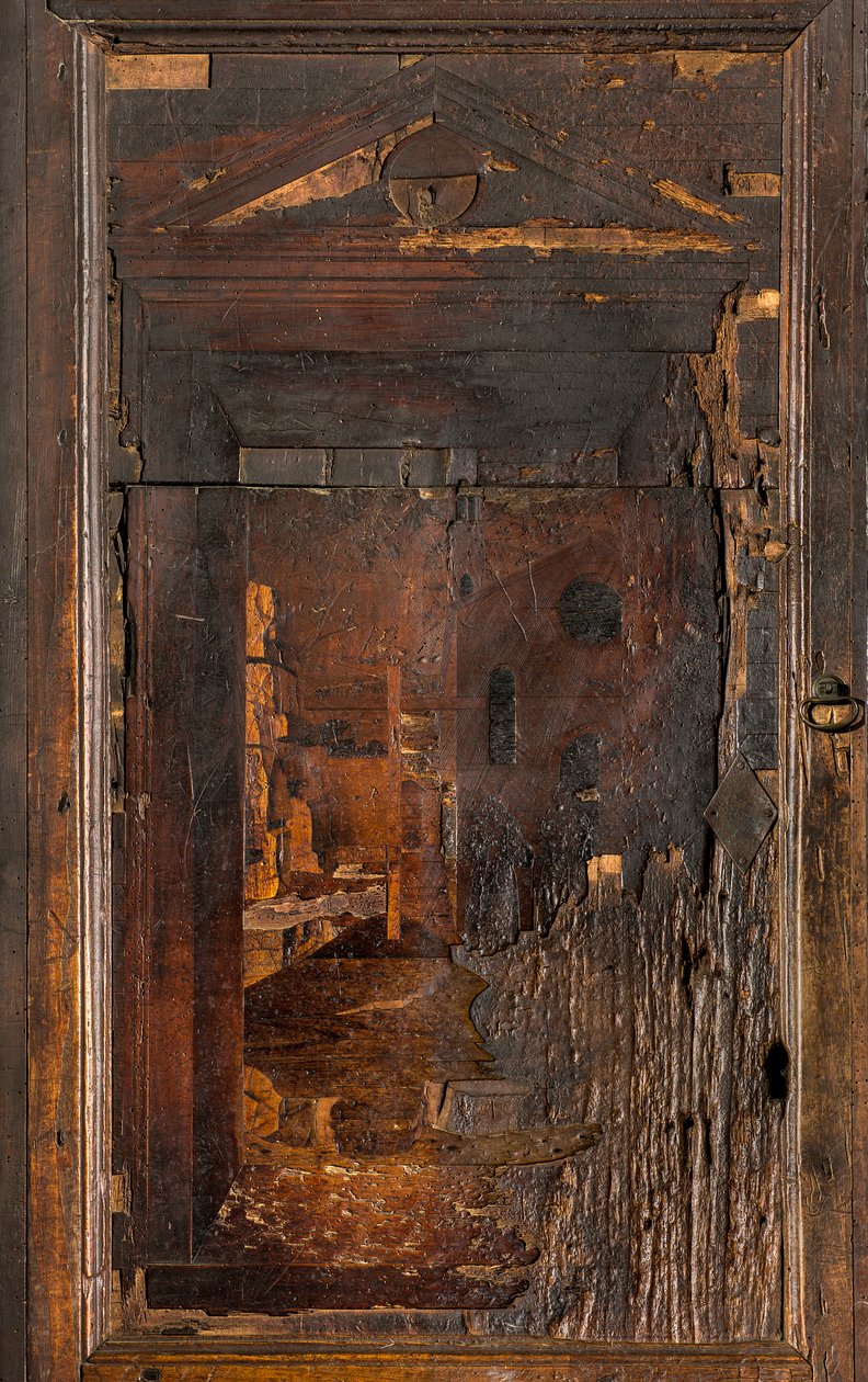 Lignaean Kanonikus Kórus, Giovanni Maria Platina intarzia 1484, Superior Stall alkotó: Giovanni Maria Platina