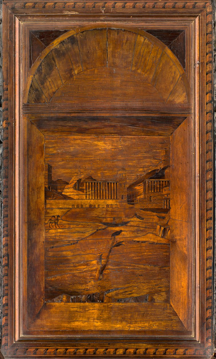 Lignaean Kanonikus Kórus, Giovanni Maria Platina intarzia 1484, Superior Stall alkotó: Giovanni Maria Platina