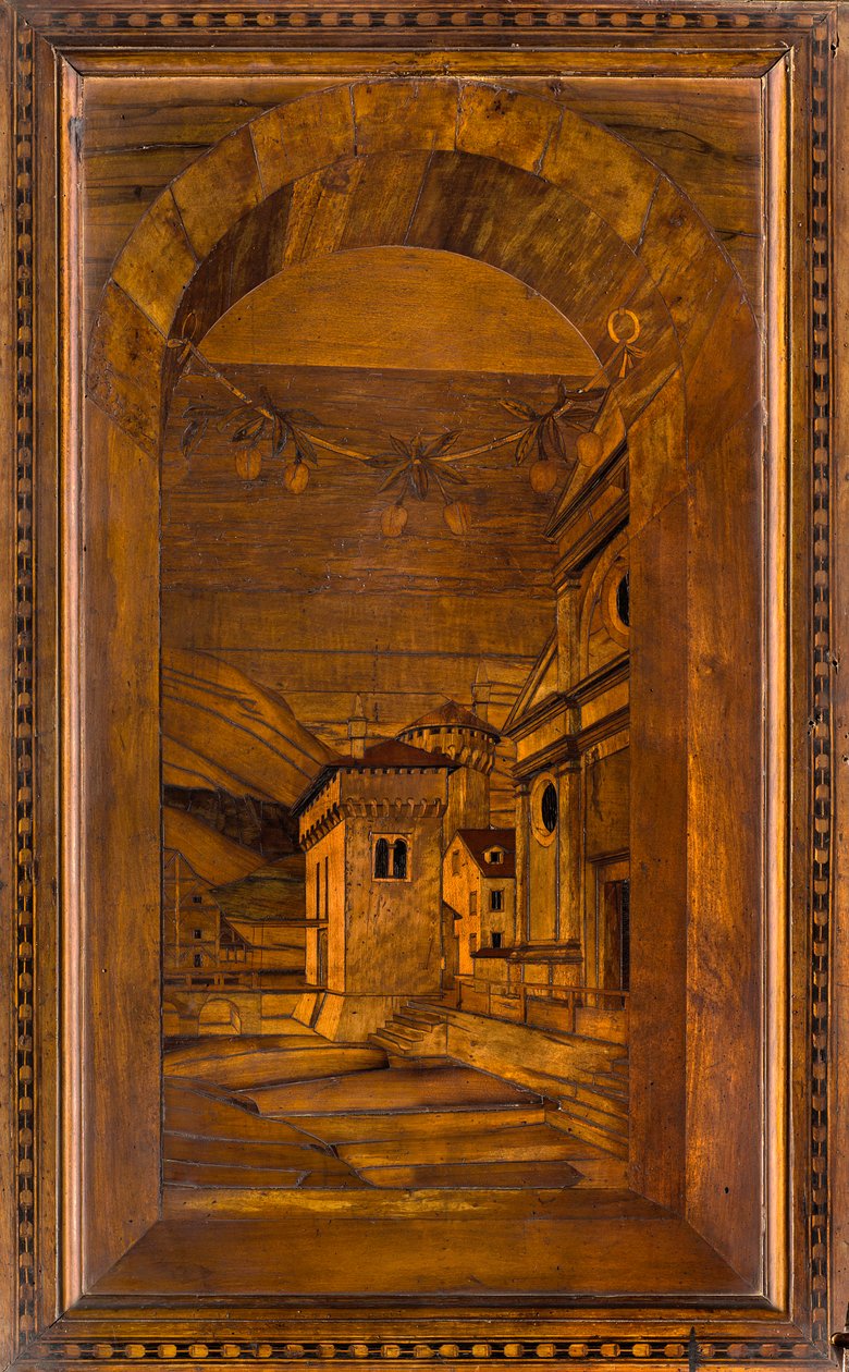 Lignaean Kanonikus Kórus, Giovanni Maria Platina intarzia 1484, Superior Stall alkotó: Giovanni Maria Platina