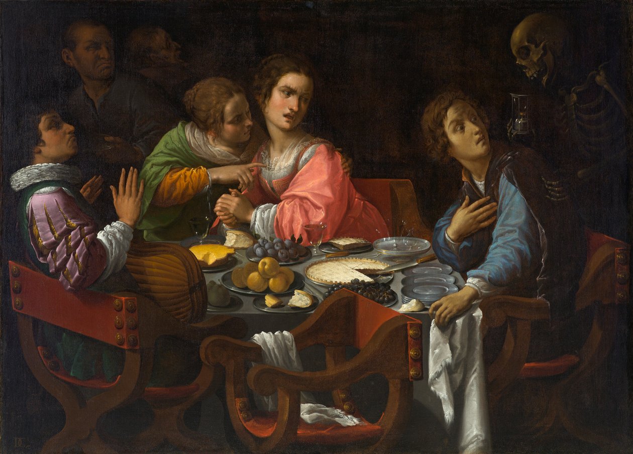 Memento Mori: Halál jön az asztalra, 1630-1638 körül (olaj, vászon) alkotó: Giovanni Martinelli