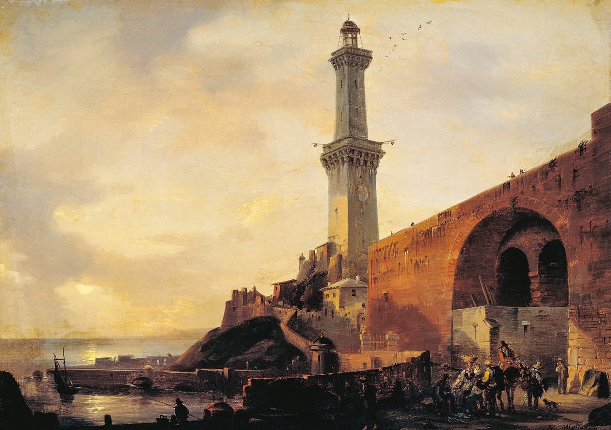 Genova, kilátás a világítótoronyra, Giovanni Migliara (1785-1837), olaj, vászon alkotó: Giovanni Migliara