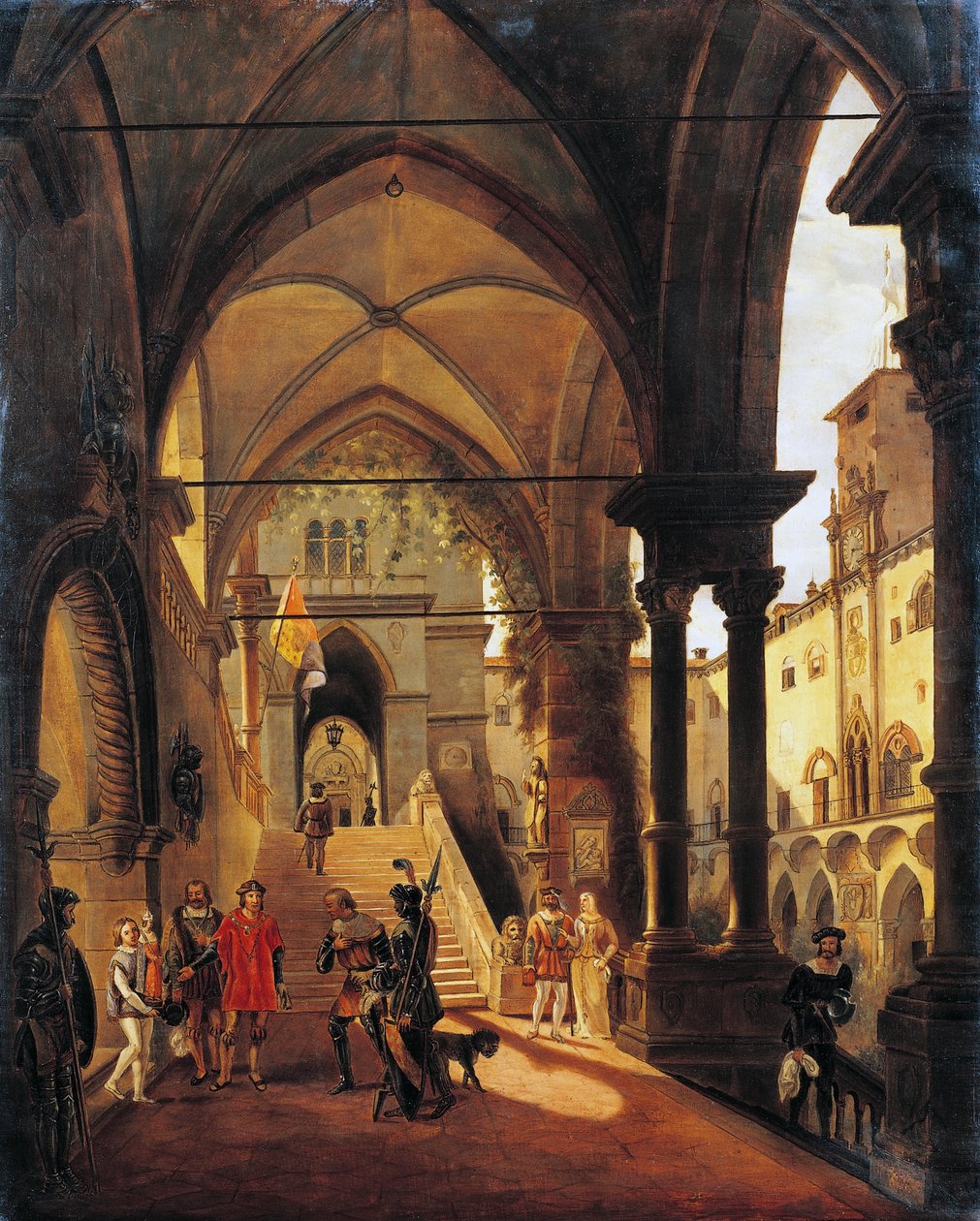 XI. Lajos Barolo várában, Giovanni Migliara (1785-1837), olaj, vászon, 80x65 cm alkotó: Giovanni Migliara