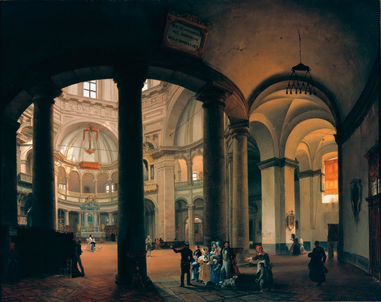 Kilátás a Szent Lőrinc-bazilika belsejéből Giovanni Migliara (1785-1837) festménye. 1835. Milánó, Milánói Múzeum alkotó: Giovanni Migliara