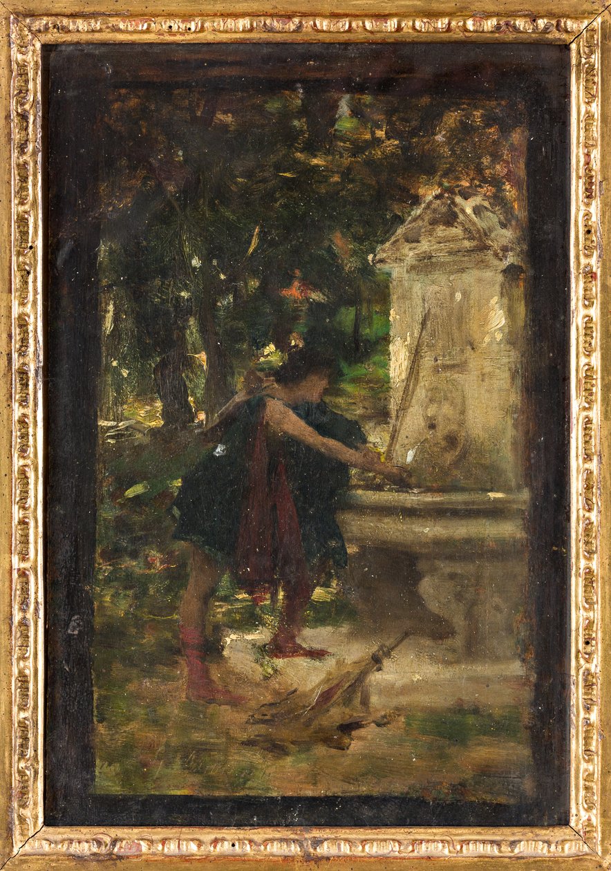 A szökőkútnál (olaj a fedélzeten) alkotó: Giovanni Muzzioli