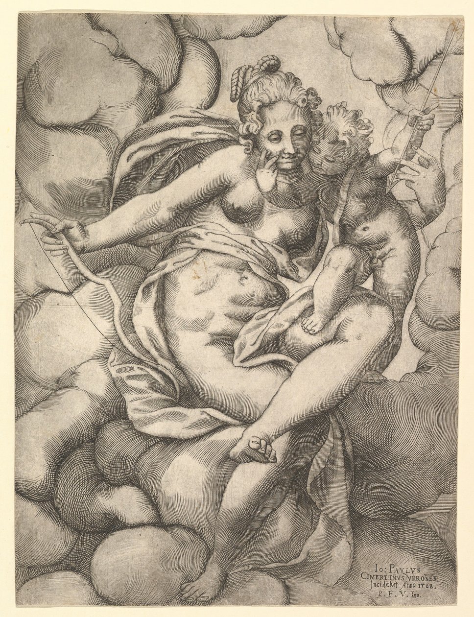Vénusz és Ámor a felhőkben, 1568. alkotó: Giovanni Paolo Cimerlino