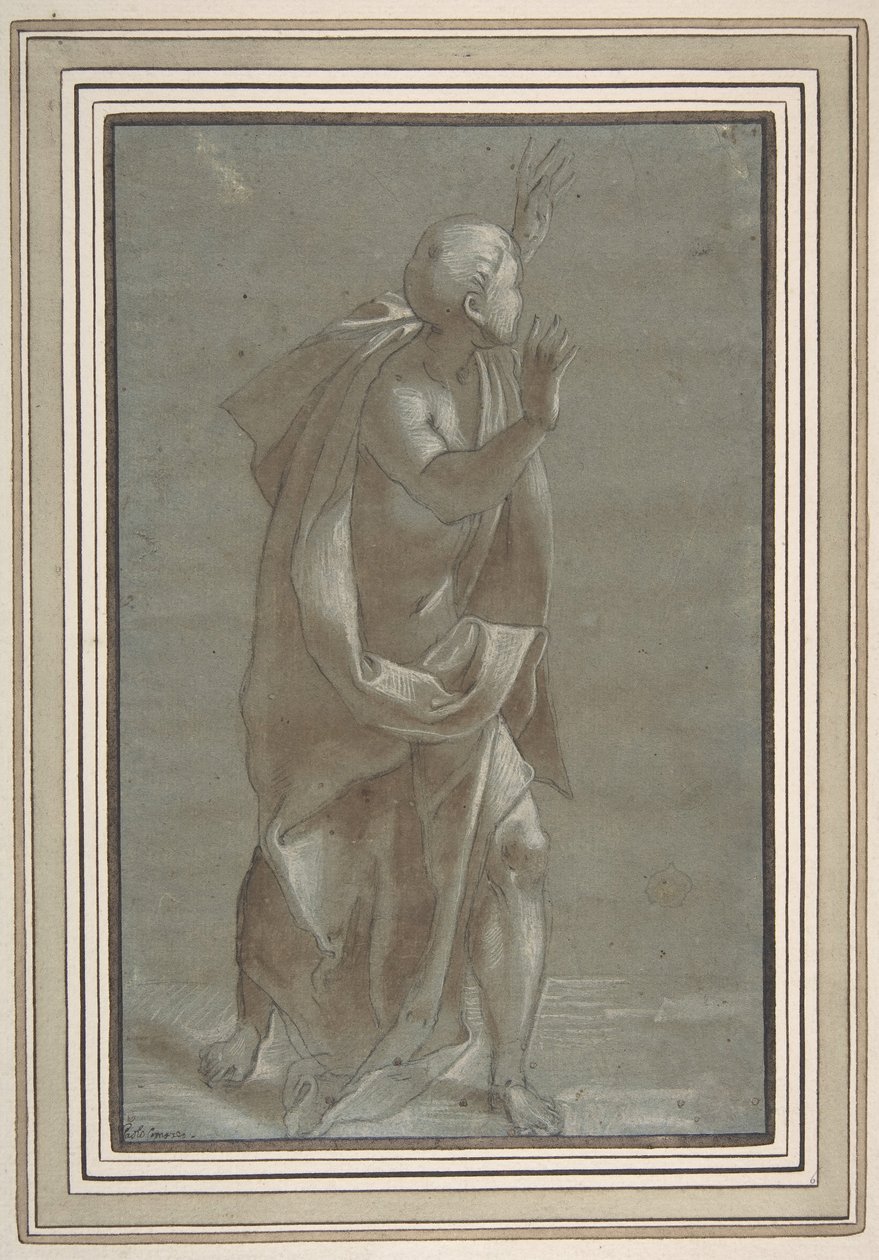 Felemelt kezű, álló, terített férfifigura, 1565-71. alkotó: Giovanni Paolo Lomazzo