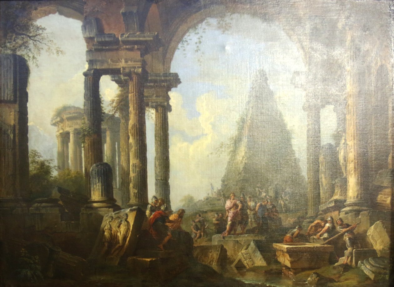 Nagy Sándor Akhilleusz sírja előtt. alkotó: Giovanni Paolo Panini