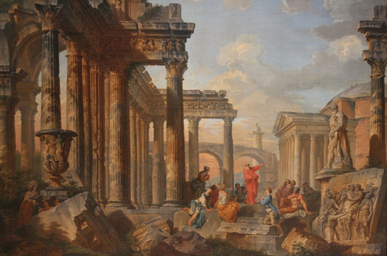 Római romok prédikátorral alkotó: Giovanni Paolo Panini