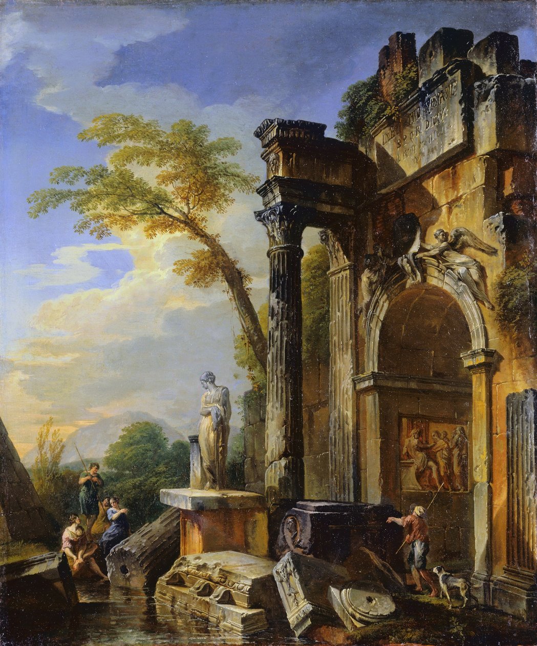 Egy diadalív romjai a római Campagnában alkotó: Giovanni Paolo Panini