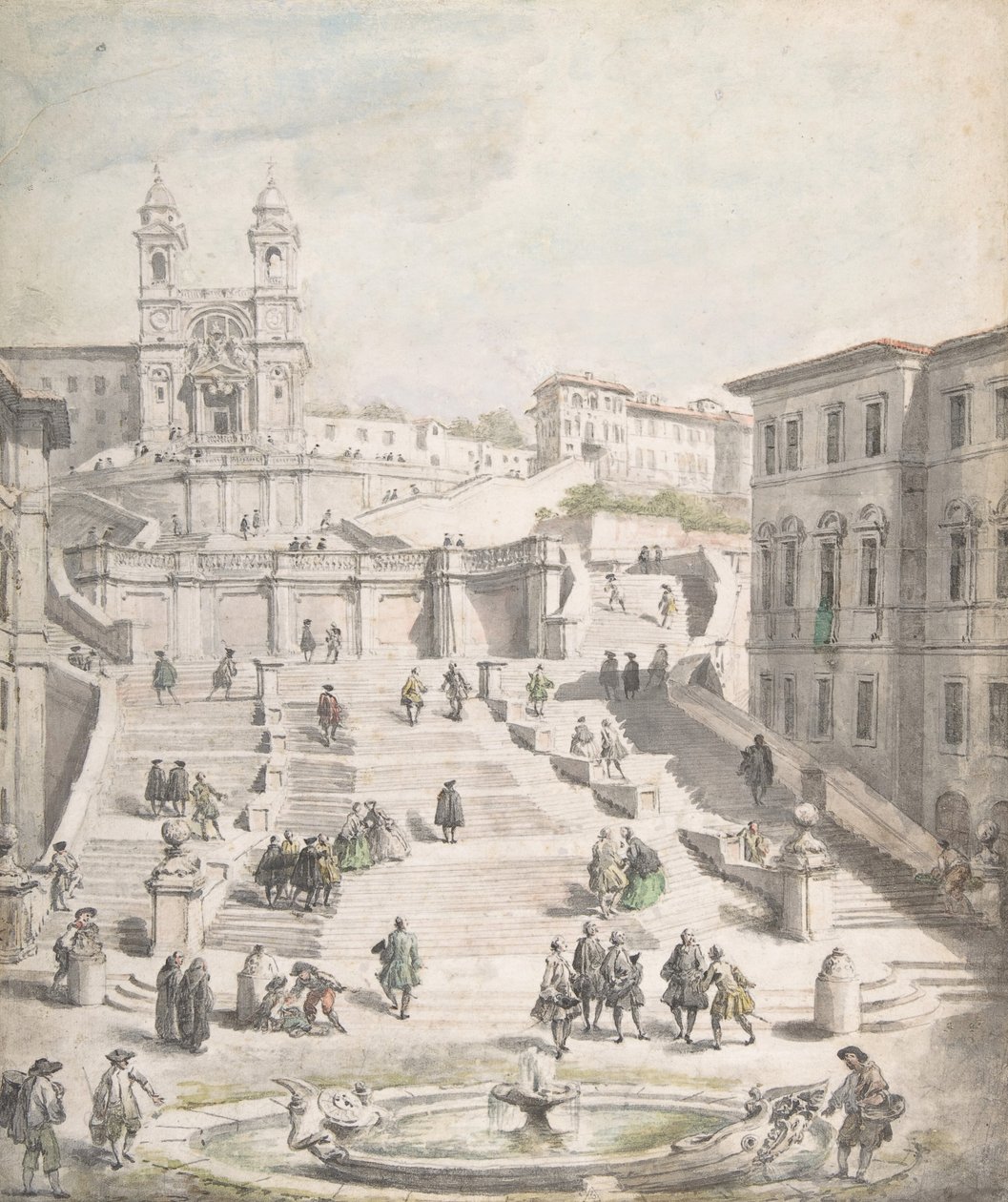 A Trinità dei Monti lépcsőfokai, kb. 1756-58. alkotó: Giovanni Paolo Panini