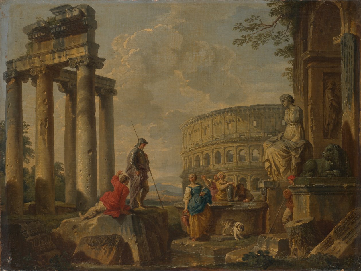 A Colosseum a római romok között alkotó: Giovanni Paolo Panini