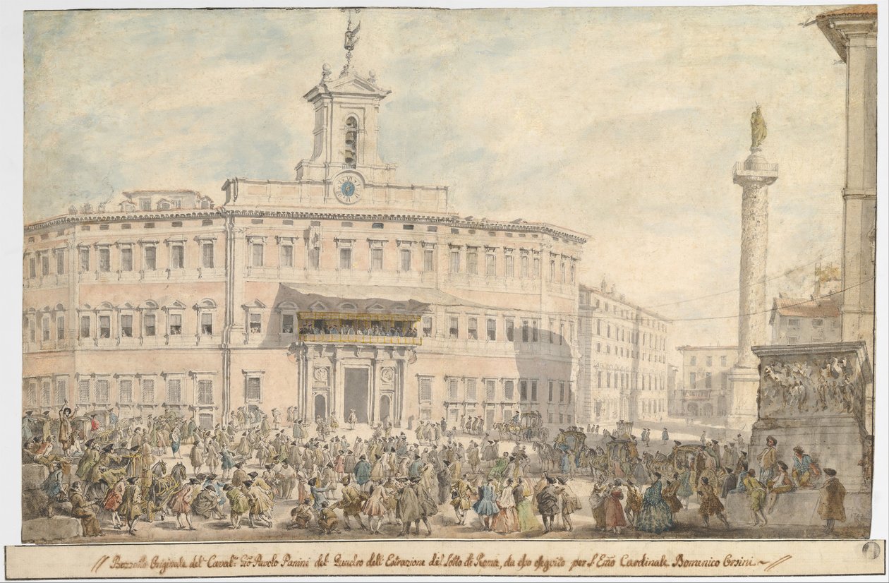 A Piazza di Montecitoriói lottó, 1743-1744. alkotó: Giovanni Paolo Panini