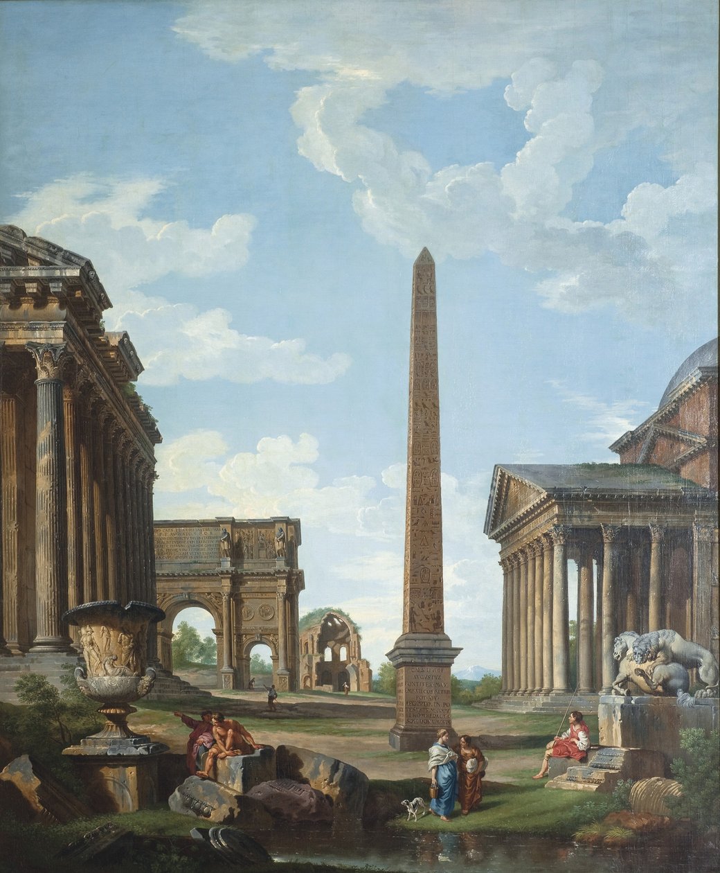 Capriccio római romokkal és egy jelenet Belisarius életéből alkotó: Giovanni Paolo Pannini