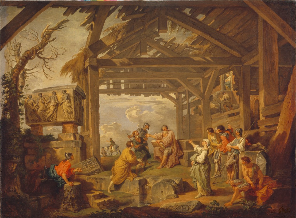 Cumaean Sibyl megjövendölte Krisztus születését, 1738-ban alkotó: Giovanni Paolo Pannini