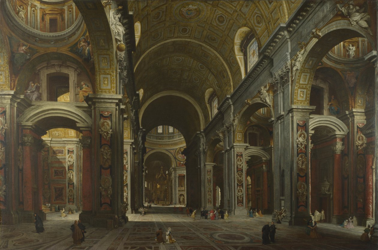 A római Szent Péter-bazilika belseje, 1742 előtt alkotó: Giovanni Paolo Pannini