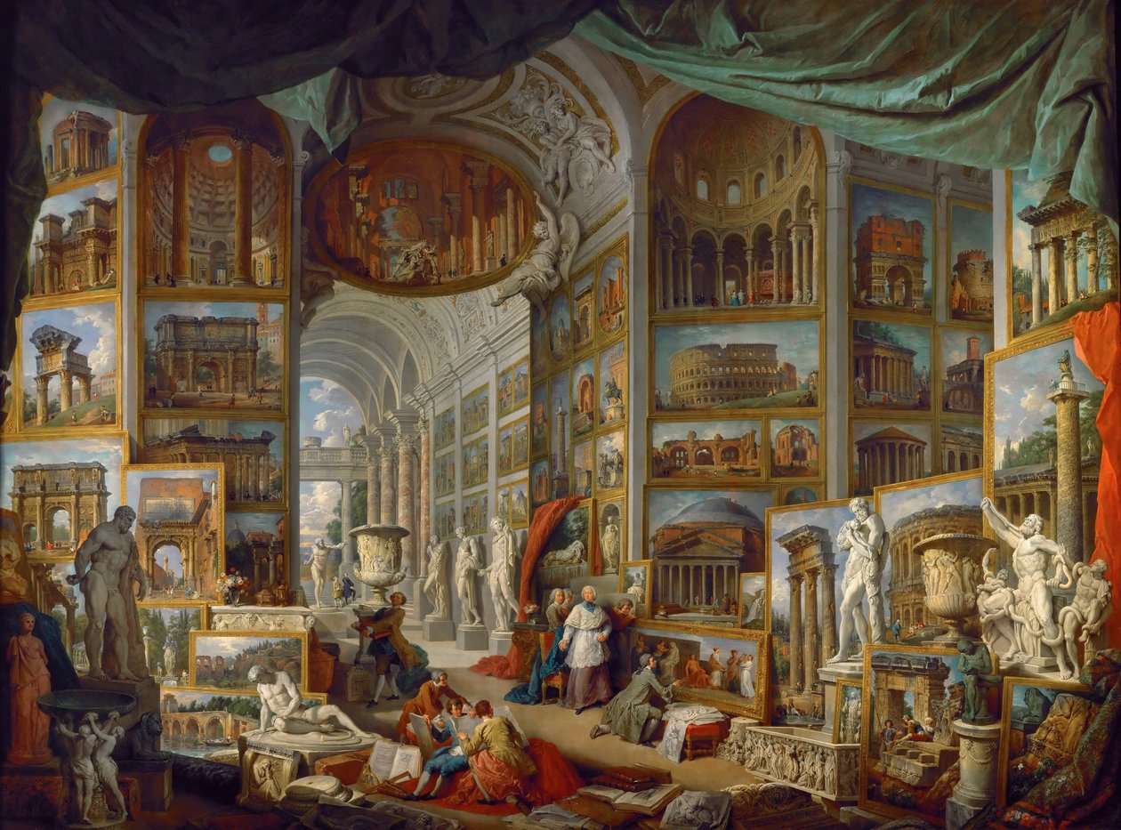 Képgaléria, kilátással az ókori Róma Roma Anticára alkotó: Giovanni Paolo Pannini