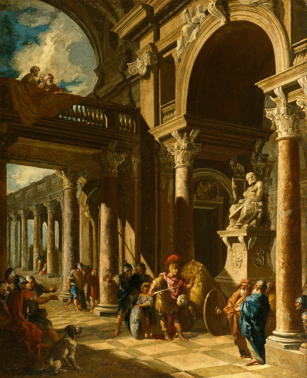 Nagy Sándor a gordiuszi csomót vágja, 1718-1719 körül (olaj, vászon) alkotó: Giovanni Paolo Pannini