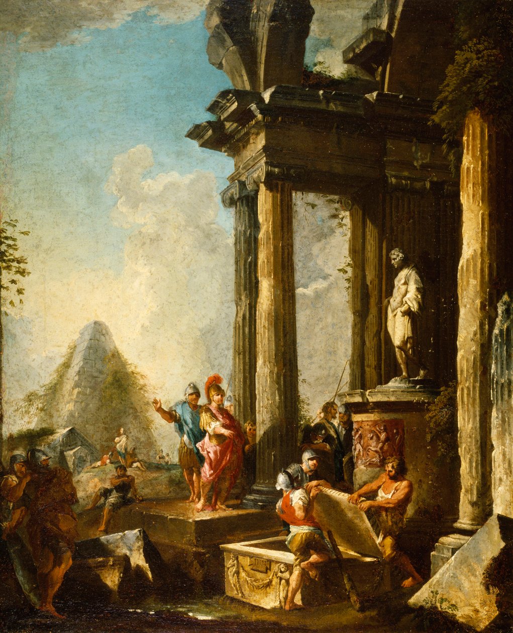 Nagy Sándor Akhilleusz sírjánál, 1718-1919 körül alkotó: Giovanni Paolo Pannini