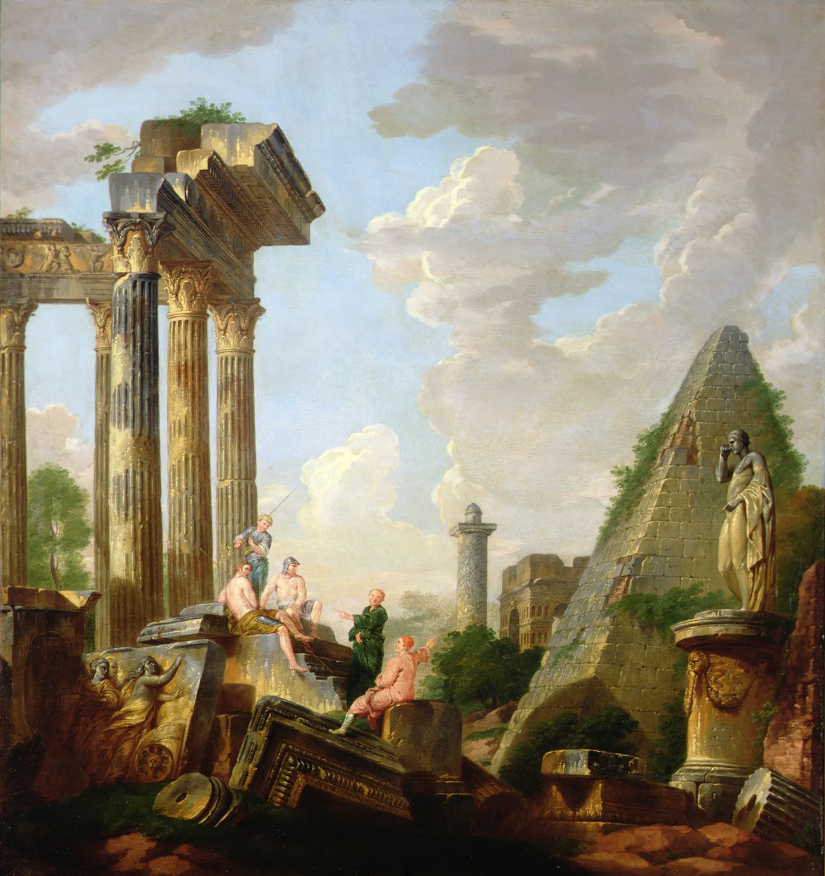 Építészeti capriccio prédikáló apostollal a romok előtt (olaj, vászon) alkotó: Giovanni Paolo Pannini