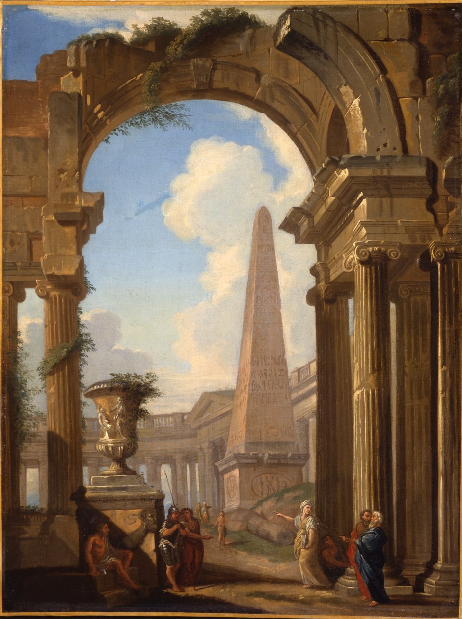Római romok capriccii figurákkal alkotó: Giovanni Paolo Pannini