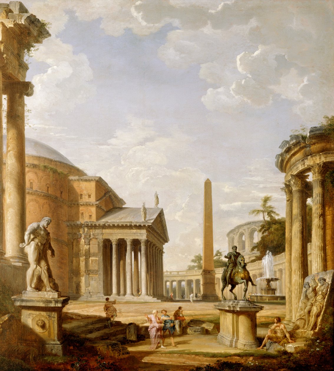 Római romok Capriccioja a Pantheonnal (olaj, vászon) alkotó: Giovanni Paolo Pannini
