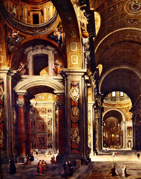 Melchior de Polignac bíboros meglátogatja Szent Pétert Rómában, 1730 alkotó: Giovanni Paolo Pannini