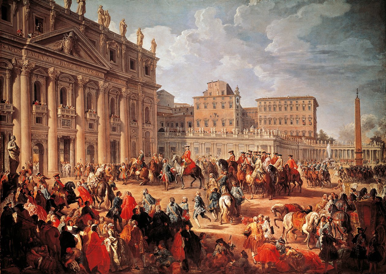 III. Károly látogatása a római Szent Péter-bazilikában alkotó: Giovanni Paolo Pannini
