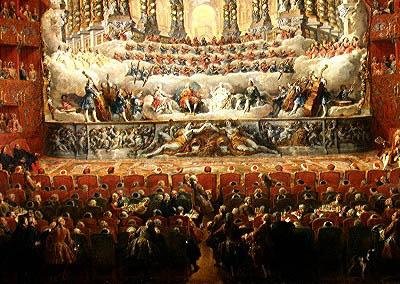 Koncert, amelyet de La Rochefoucauld bíboros (1700-99) adott a római Argentin Színházban, XV. Lajos fia, Lajos dárfinnak (1729-65) és S. Marie-Josephe (1731-67) házassága alkalmából. alkotó: Giovanni Paolo Pannini