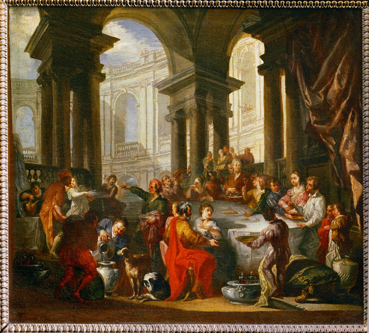 Lakoma egy ión oszlopcsarnok alatt ... alkotó: Giovanni Paolo Pannini or Panini