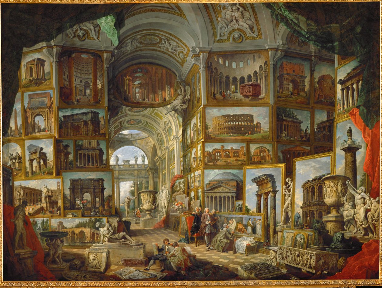 Galéria az ókori Róma látképeiről, festett ... alkotó: Giovanni Paolo Pannini or Panini