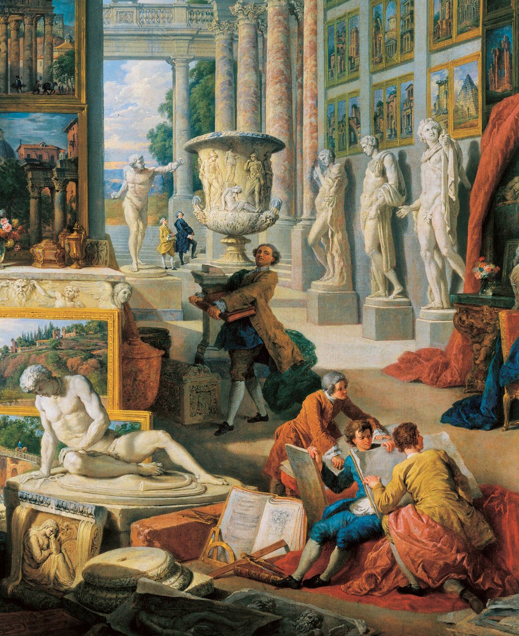"Az ókori Róma nézeteinek galériája" Részlet. Giovanni Paolo Pannini (Panini) festménye (1691-1765). 1759. alkotó: Giovanni Paolo Pannini