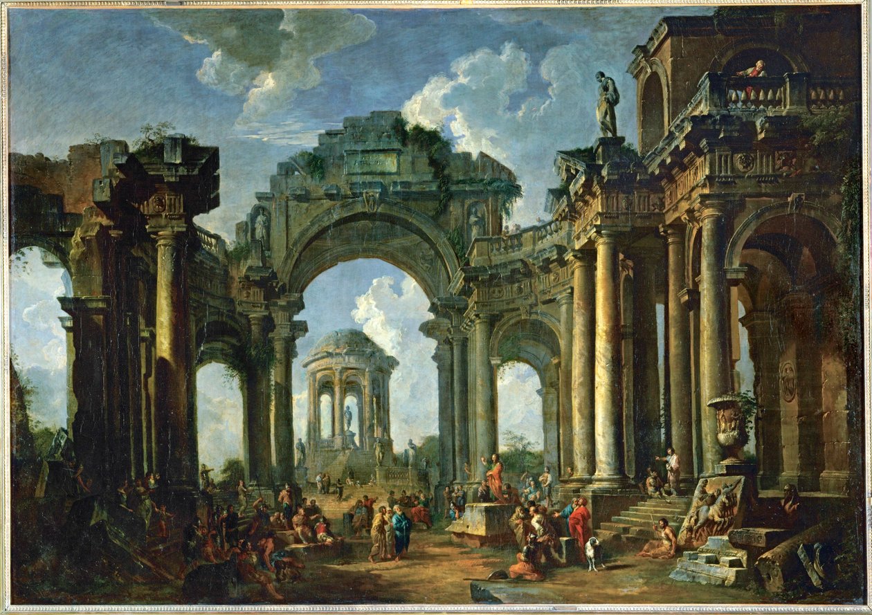 Egy apostol prédikációja az ókori dór építészet romjain ... alkotó: Giovanni Paolo Pannini or Panini