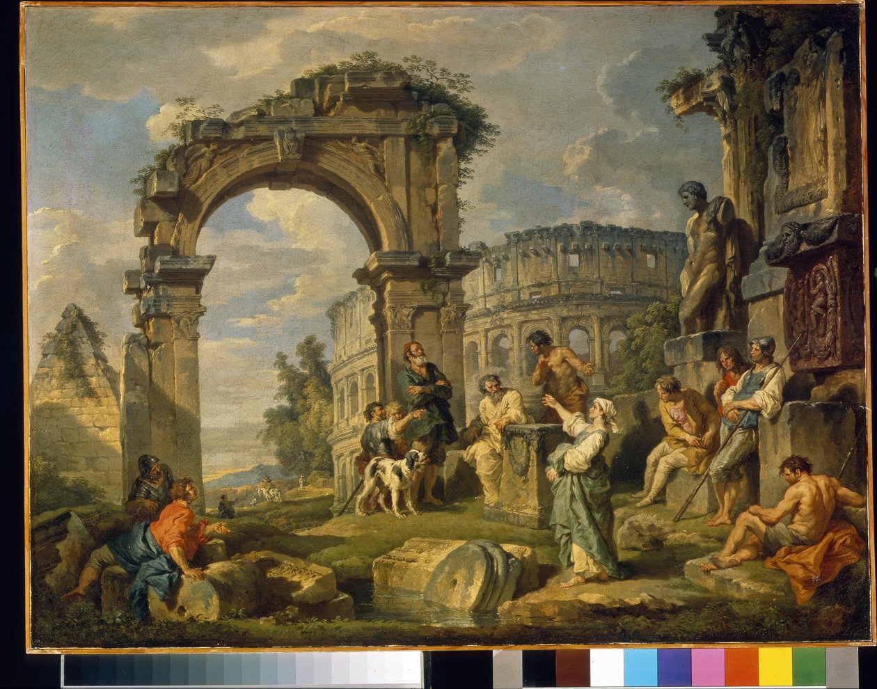 A cumae-i szibilla (Olaszország) Krisztus születését jövendöli. (A kümei Szibilla Krisztus születését jövendölte). Giovanni paolo panini (vagy Pannini) festménye (1691-1765), olaj, vászon alkotó: Giovanni Paolo Pannini