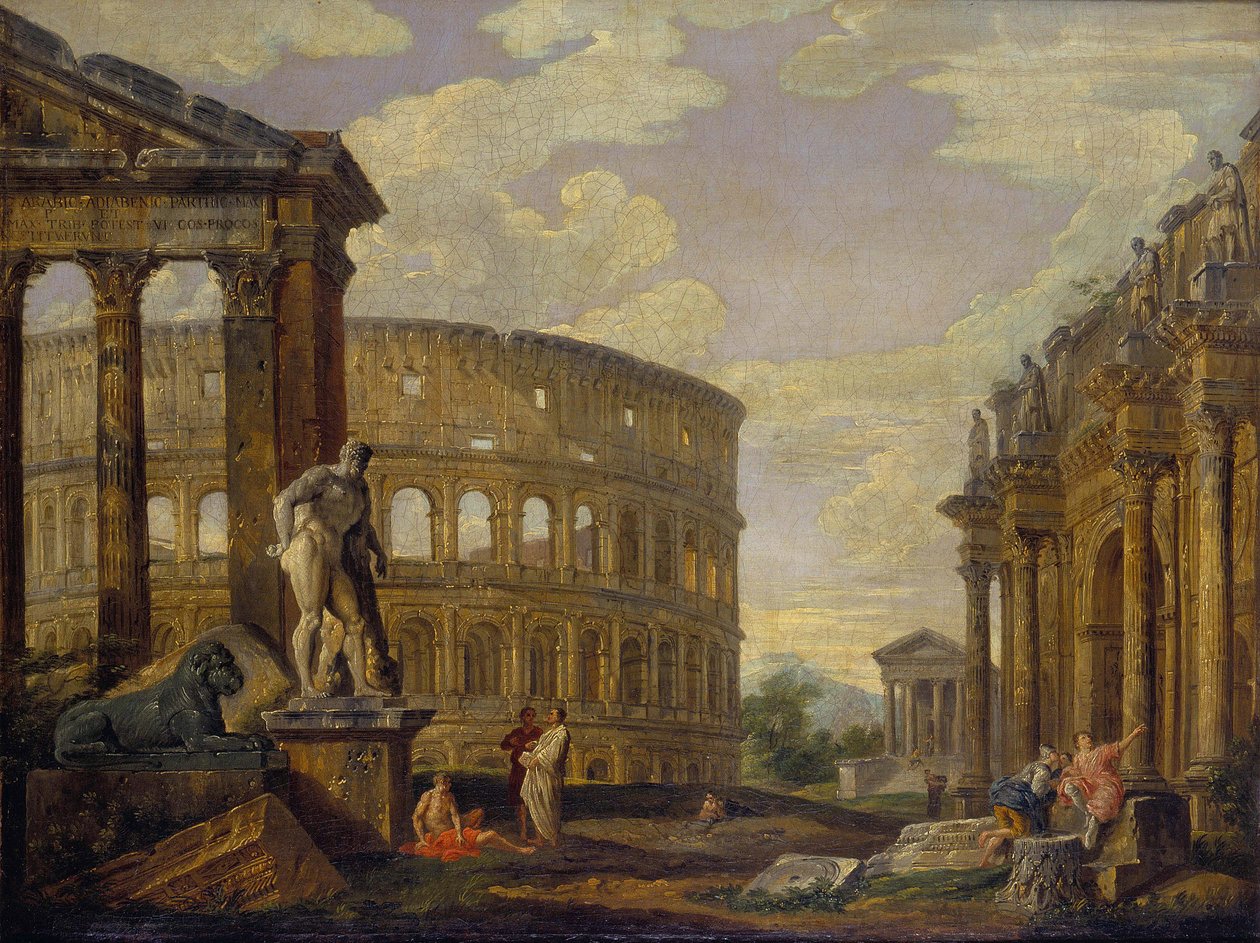 Táj Herkulesszal és az ókori Róma romjaival par Panini, Giovanni Paolo alkotó: Giovanni Paolo Pannini