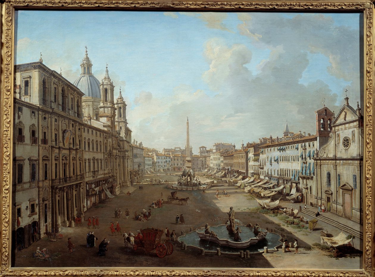 Piazza Navona Rómában (Piazza Navona, Róma). Giovanni Paolo Pannini (Panini) festmény (1691-1765) alkotó: Giovanni Paolo Pannini