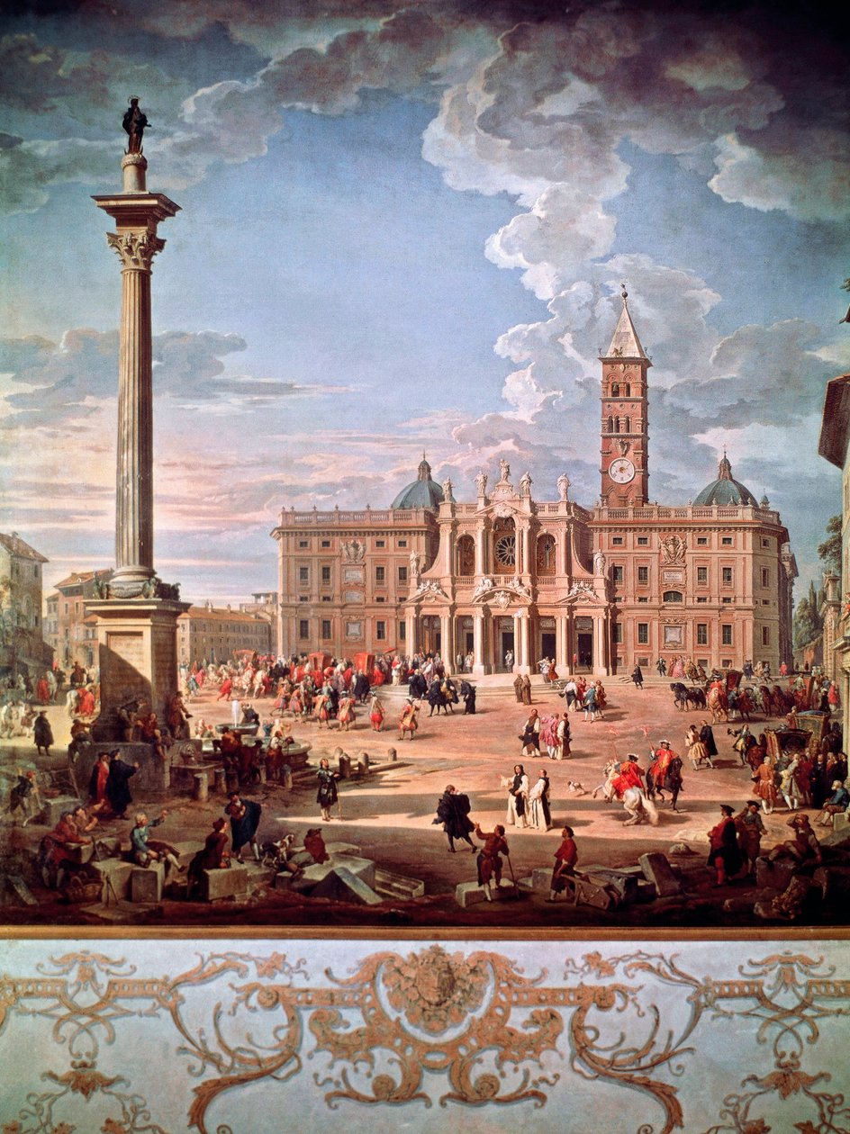 Piazza és a Santa Maria Maggiore-templom alkotó: Giovanni Paolo Pannini