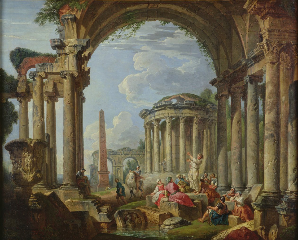 Prédikáció az ókori romok között, 1740-50 körül alkotó: Giovanni Paolo Pannini
