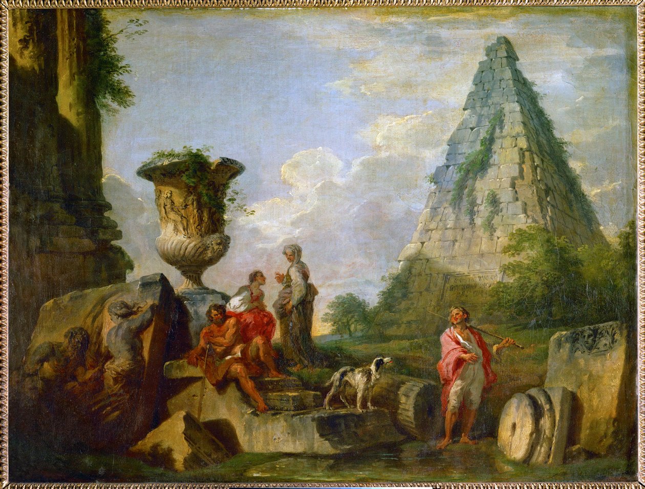 Ősi romok Gaius Cestius piramisával ... alkotó: Giovanni Paolo Pannini or Panini
