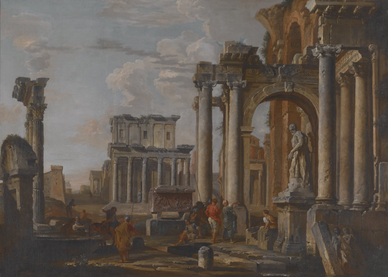 Romok Antoninus és Faustina templomával, 1727-30 (olaj, vászon) alkotó: Giovanni Paolo Pannini