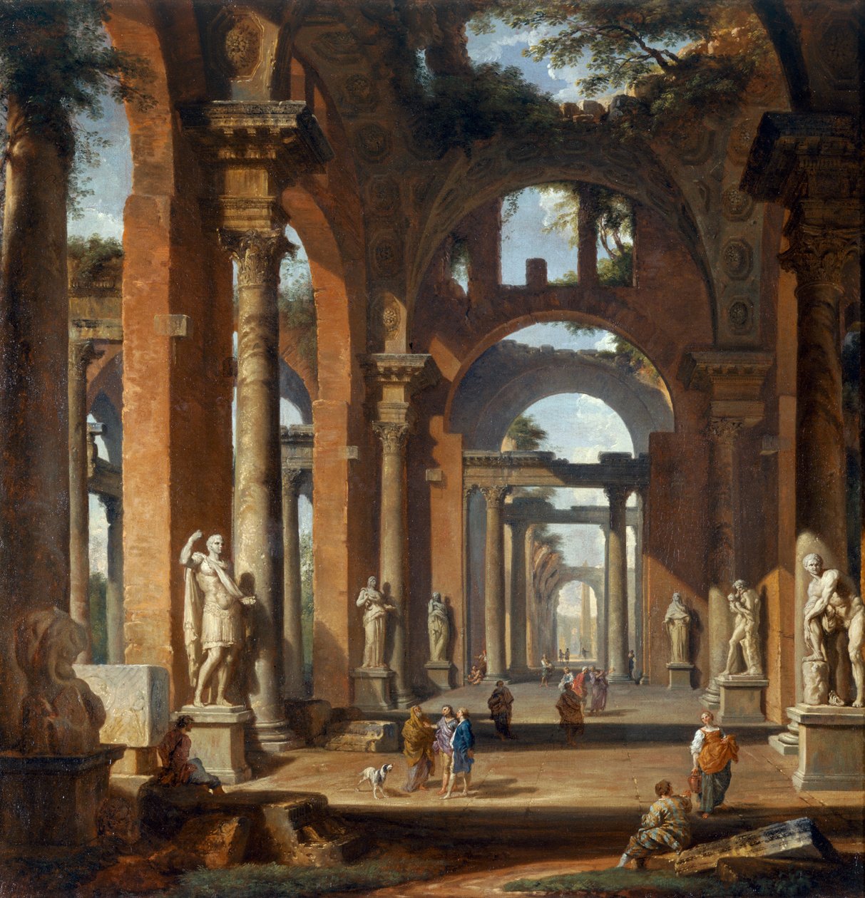 Szobrok egy romos árkádban alkotó: Giovanni Paolo Pannini