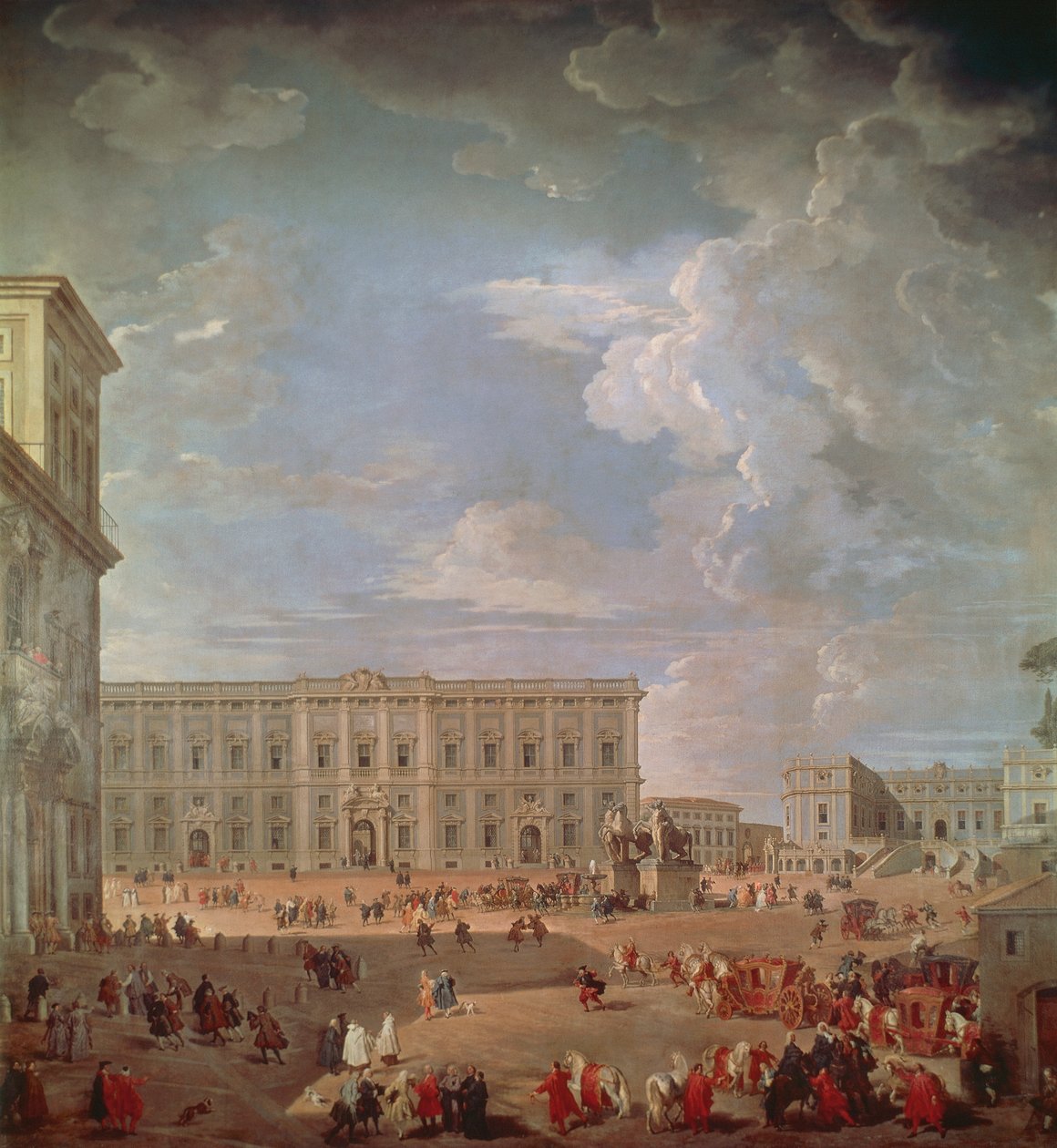 Quirinale és Piazza di Monte Cavallo látképe, Giovanni Paolo Pannini (1691-1765), olaj, vászon, 270x254 cm alkotó: Giovanni Paolo Pannini