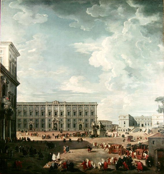 Kilátás a Piazza del Quirinale-ra, Róma alkotó: Giovanni Paolo Pannini