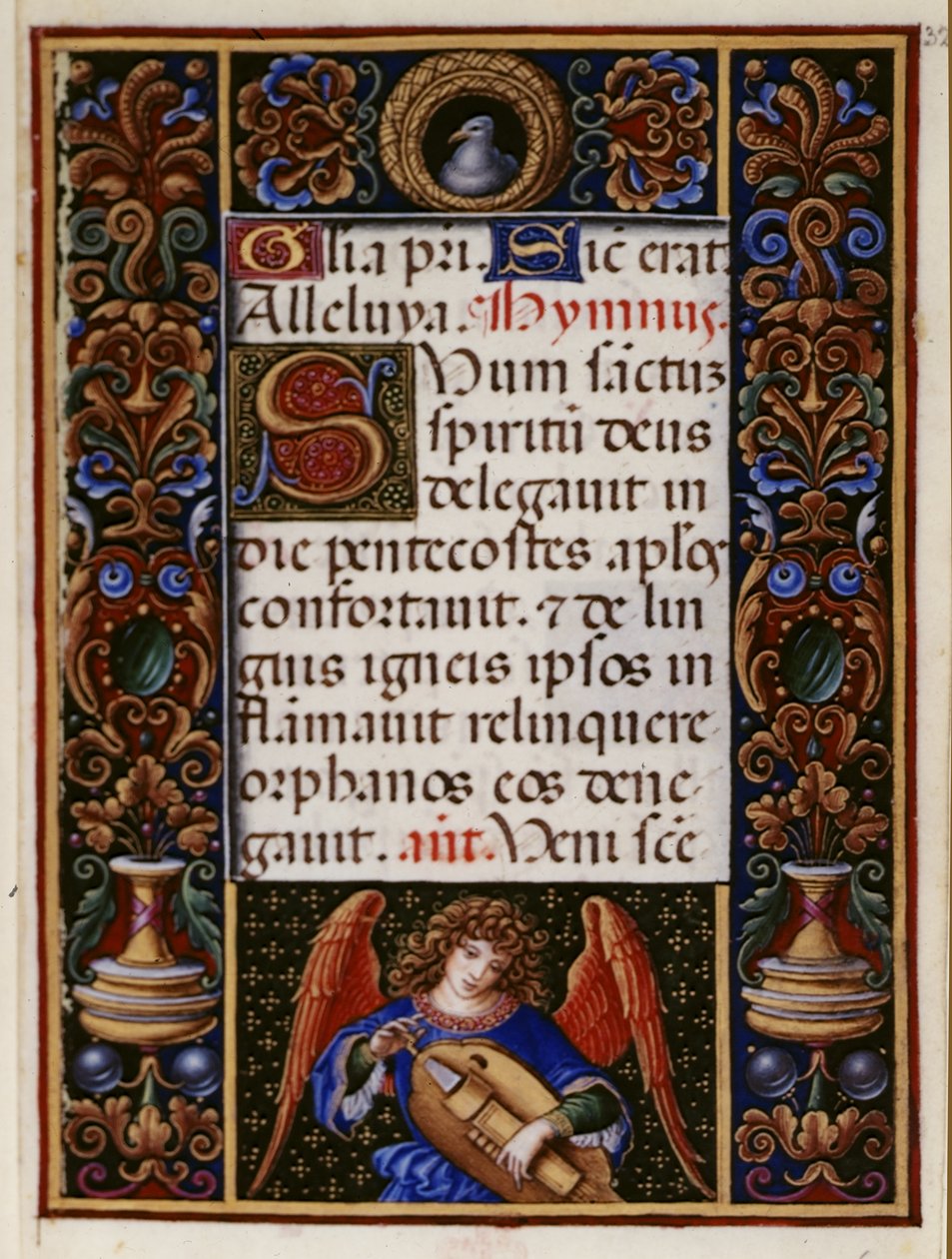 Add hozzá 34294 fol.32 Szövegoldal díszített szegéllyel, a „Sforza órák”, Milánó, 1490 körül (vellum) alkotó: Giovanni Pietro Birago