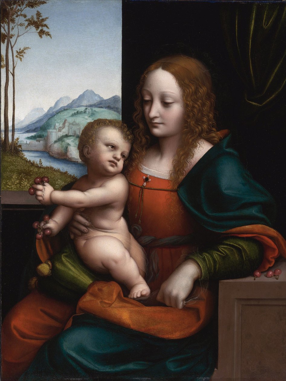 "Madonna cseresznyével" Giovan Pietro Rizzoli (Ricci vagy Rizzi) festménye, Giampietrino néven (aktív 1508 és 1549 között) Magángyűjtemény alkotó: Giovanni Pietro Rizzoli Giampietrino
