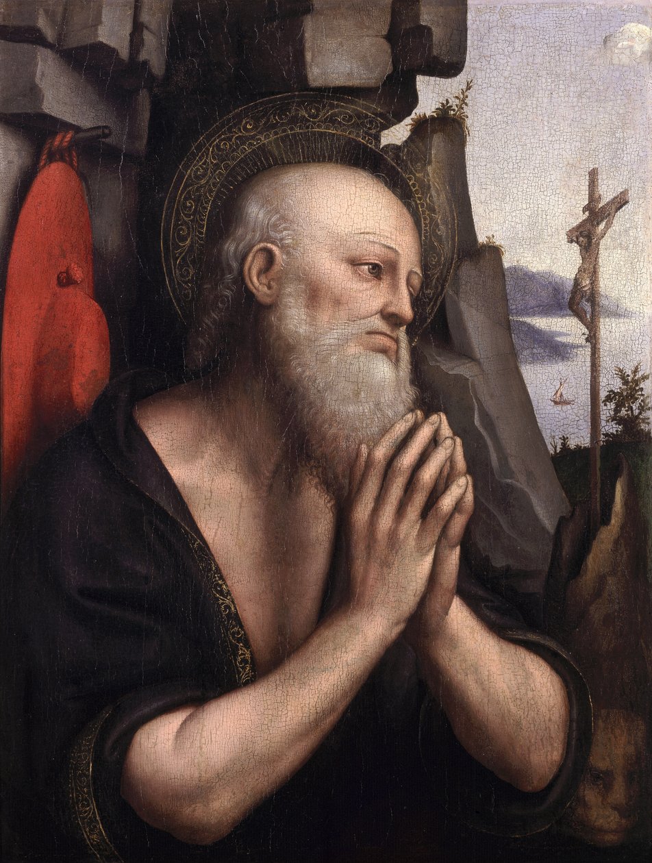 A bűnbánó Szent Jeromos (olaj a panelen) alkotó: Giovanni Pietro Rizzoli Giampietrino