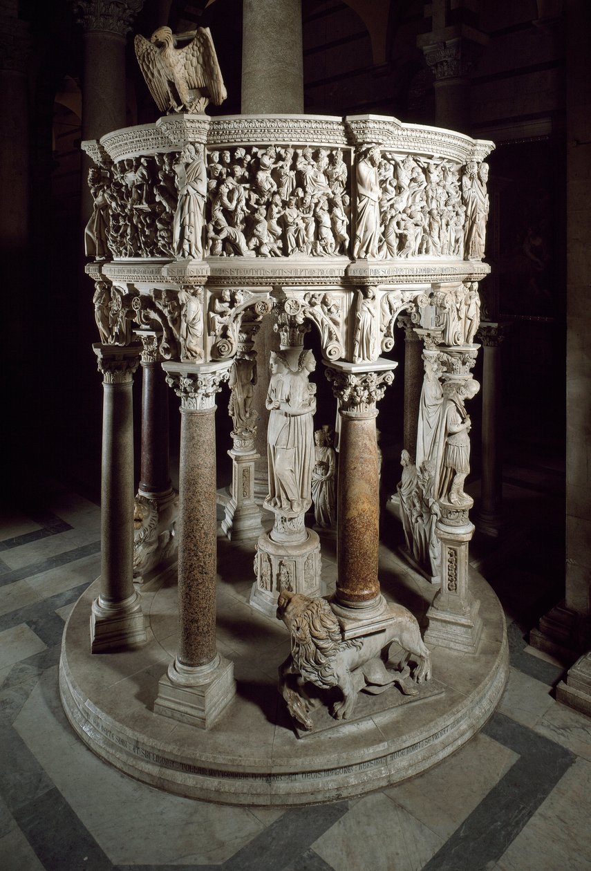 Szék. Giovanni Pisano (1248-1314) márványszobra. 1302-1311 Pisai katedrális (Santa Maria Assunta di Pisa székesegyház), Olaszország alkotó: Giovanni Pisano
