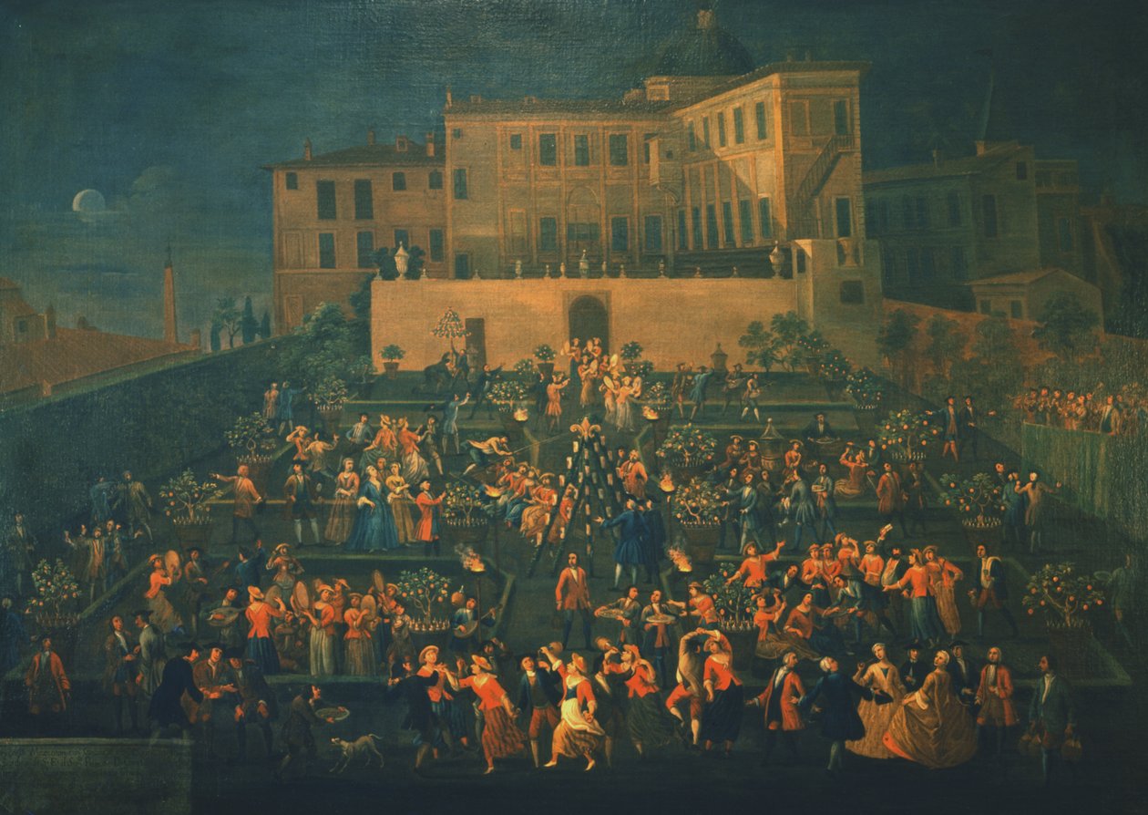 Mozzatore ünnepe a Palazzo Rospigliosi kertjében 1740-ben, 1740 körül alkotó: Giovanni Reder