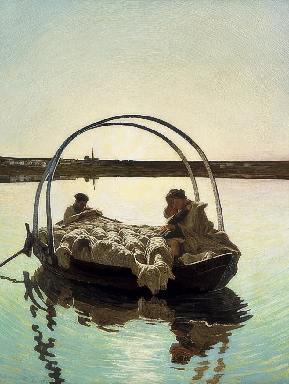 Ave Maria a trasbordo (Ave Maria az átkelőhelyen). 1886 alkotó: Giovanni Segantini