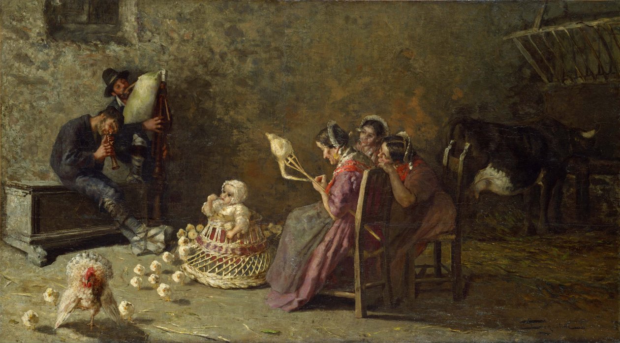 A brianzai dudások, kb. 1883-1885 alkotó: Giovanni Segantini