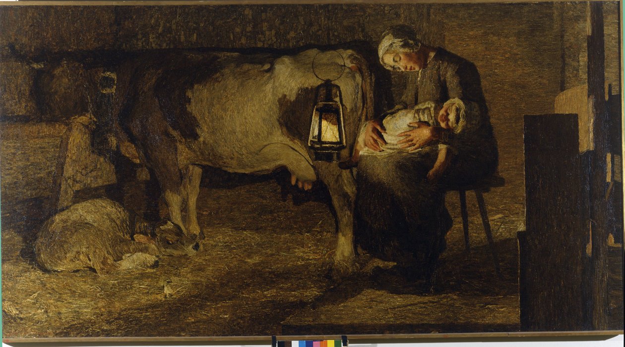 Mindkét anya. Giovanni Segantini (1858 - 1899) festménye. 1889. H/T, 157x280 cm. Civica Modern Művészeti Galéria, Milánó. alkotó: Giovanni Segantini